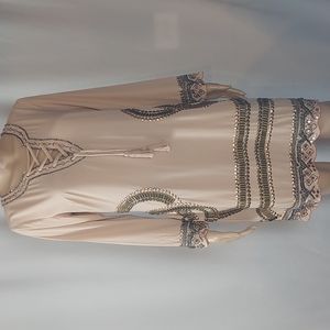 Venus  Beige  beaded studded embellished‎ Long sleeve tassel tie Dress size S